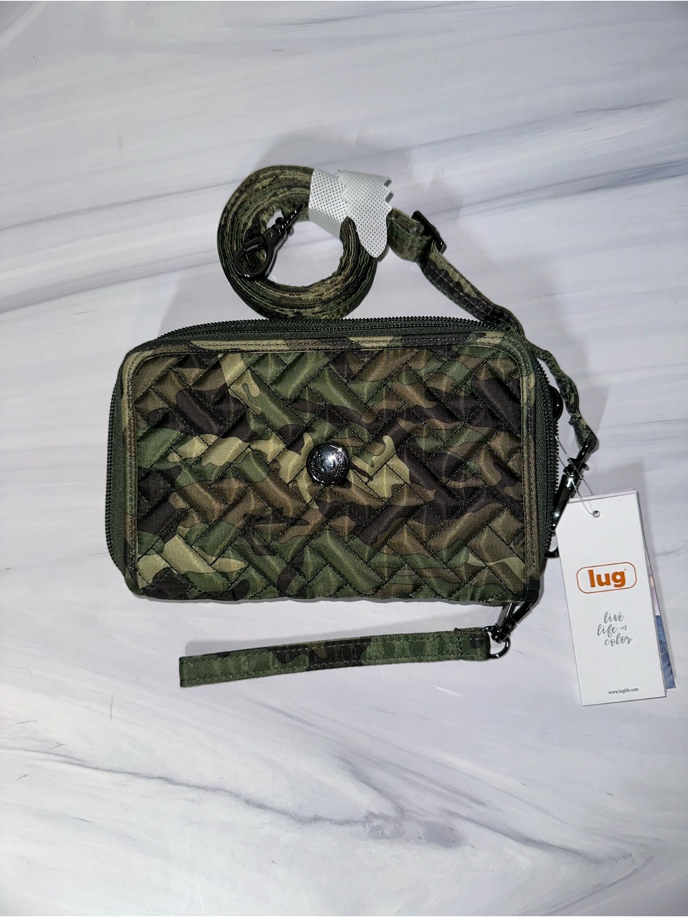 Lug Quickstep convertible wallet / crossbody / wristlet in Camo Green - NEW